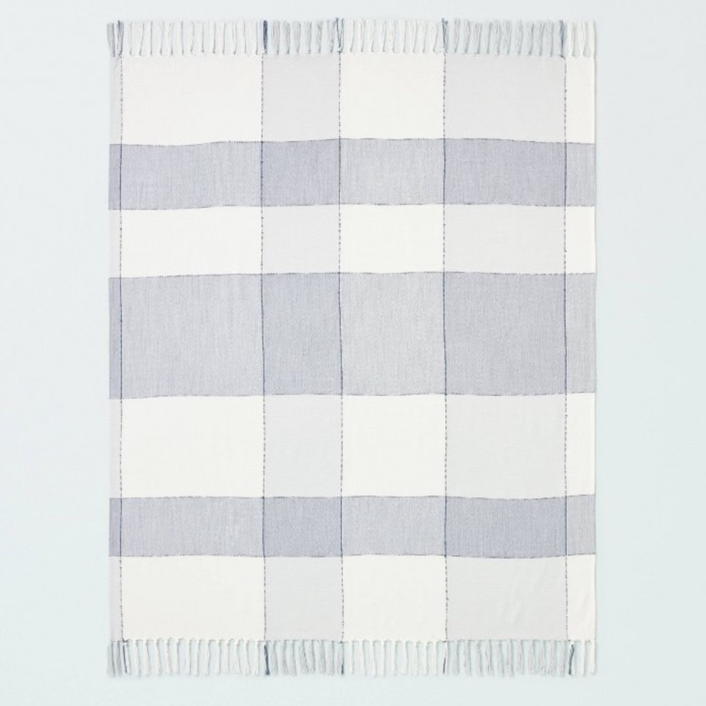 *NWT* Stitched Block Plaid Woven Throw Blanket Hearth & Hand Magnolia